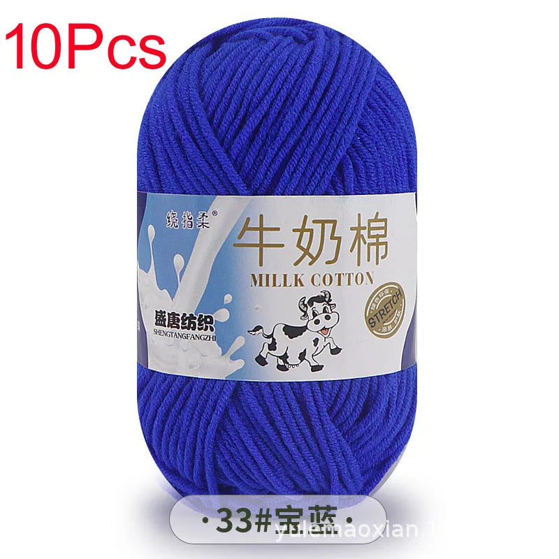 10 Piece Milk Cotton Yarn Knitting Wool for Hand Knitting and Crochet Soft Yarn for Scarves Hats and Sweaters