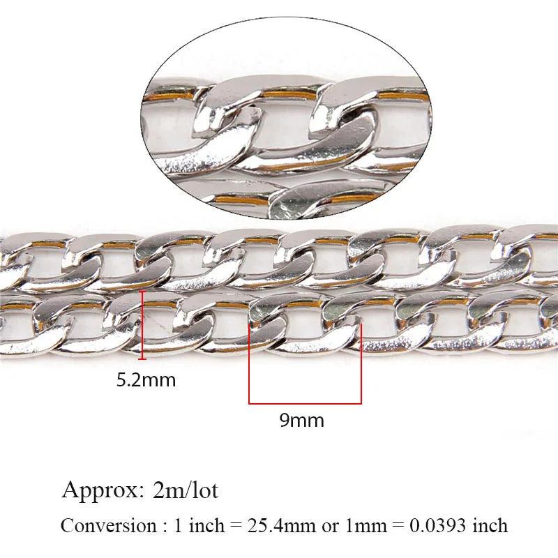 Metal Flat Byzantine Necklace Twisted Chains Bulk Fit Bracelets Open Link Chain For DIY Jewelry Making Materials Handmade Suppli