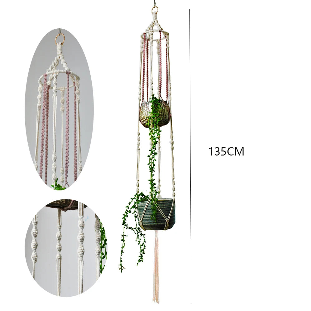 Hot sale handmade boho style macrame  plant pot holder indoor window flower pot hanger