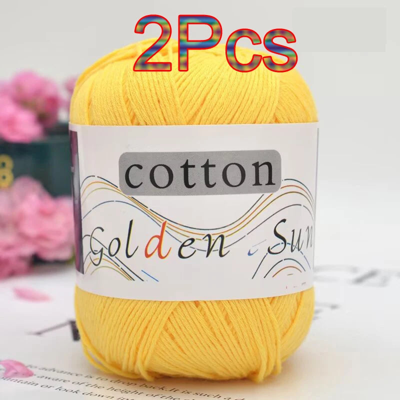 100% Cotton Yarn for Hand Knitting Soft Crochet Yarn Pack of 2 for Sweaters Blankets Hats Amigurumi Dolls and Bags