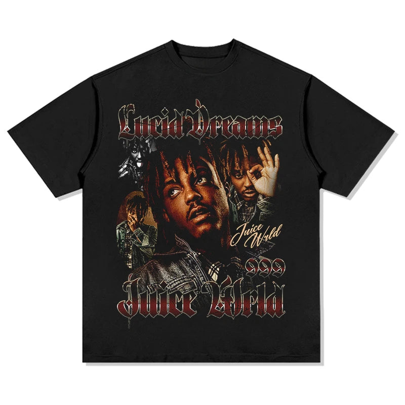 2025 Juice Wrld Hip Hop Cotton Printed Short Sleeve T Shirt for Men and Women High Quality Luxury Comfortable Wear