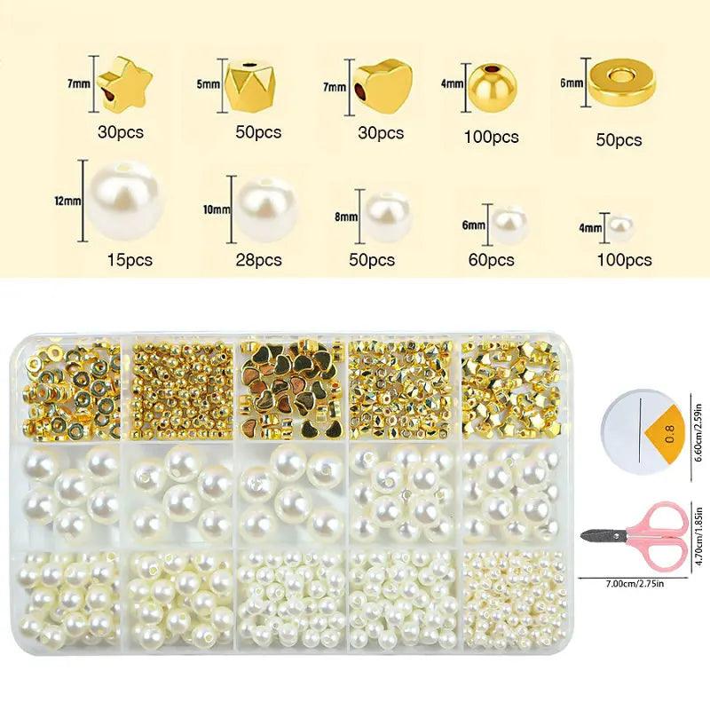 Pearl Beads Bracelets Making Kit Assorted DIY Golden Spacer Beads Acrylic Alphabet CCB Beads Kit For Jewelry Making Supplies