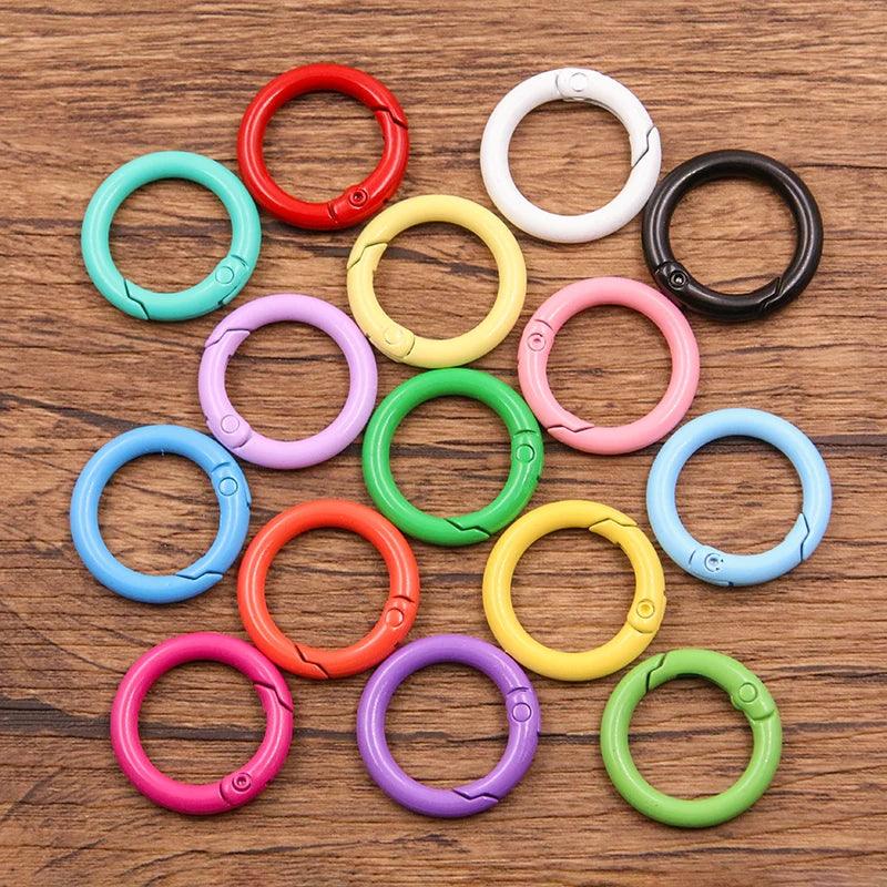 10Pcs 15 Colors Metal O Ring Spring Clasp Openable Round Carabiner Keychain Clips Hook Dog Chain DIY Jewelry Buckle Connector