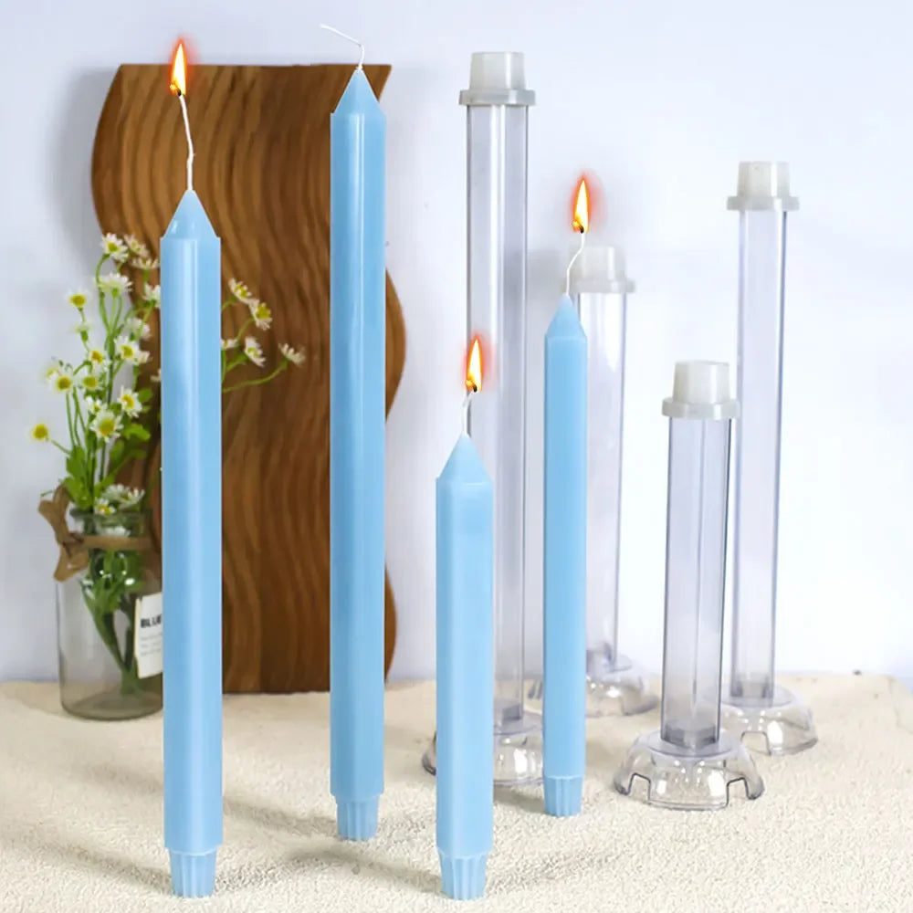 Pointed Square Long Rod Candle Plastic Mold Stripe Cylindrical Pole Acrylic Mould Geometry Candlestick Making Tool Party Decor