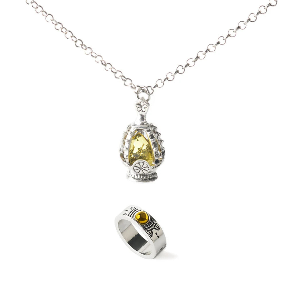 Anime Puella Magi Madoka Magica Cosplay Necklace Kaname Madoka Miki Sayaka Soul Gem Pendant Necklace Ring Set Fashion Jewelry