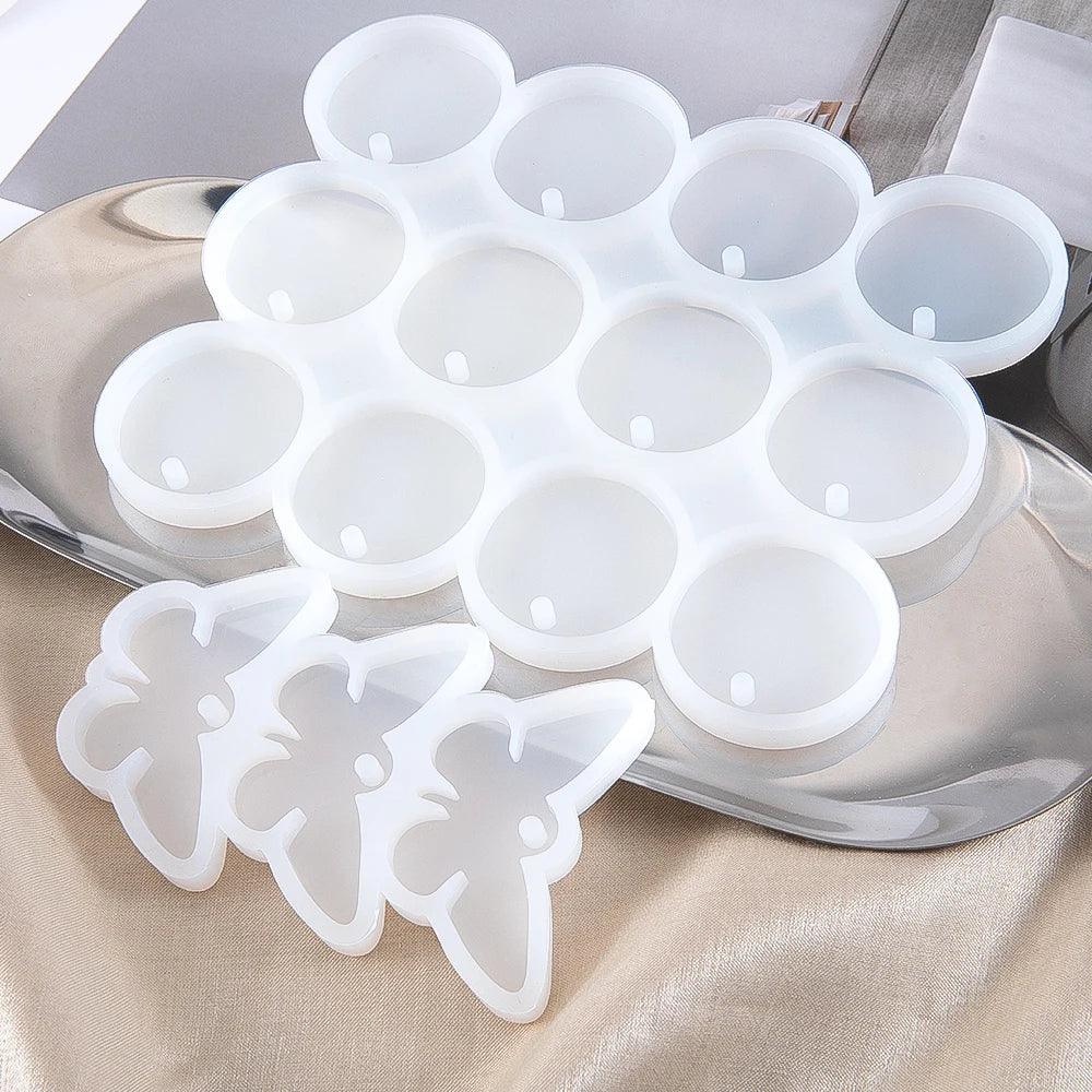 1PC Reusable Silicone Mold Butterfly Silicone Mold for Jewelry Making Pendant Earrings Keychain Round Oval Epoxy Resin DIY Tools
