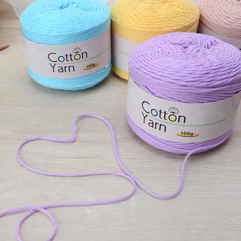 100g 100 Percent Cotton Hand Knitting Yarn Soft Crochet Yarn for Sweater Scarf Blanket Hat and Amigurumi