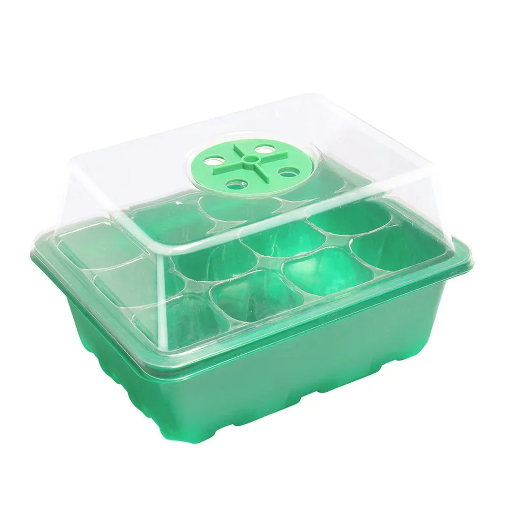 1-5PCS Planting Seed Cover Nursery Tray Box 12 Holes Plant Seedling Germination Planting Pot Mini Greenhouse Plant Starter Tray