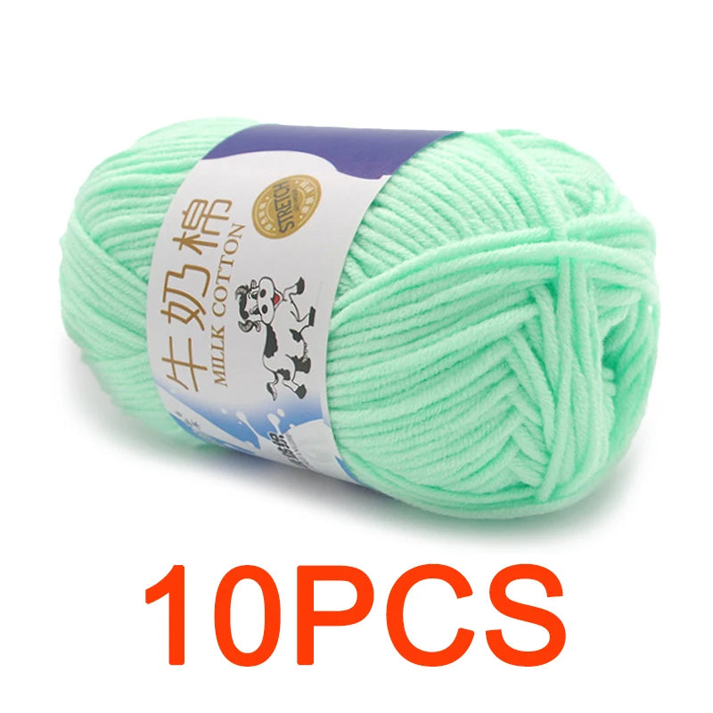10 Pieces Milk Cotton Knitting Yarn Soft Warm Yarn for Hand Knitting and Crochet Projects