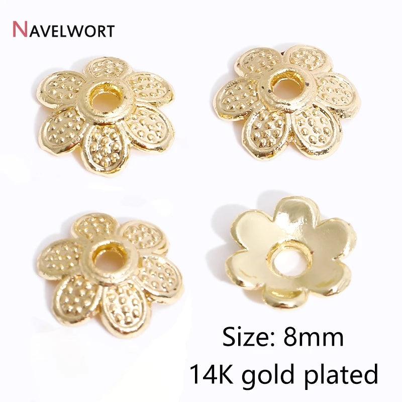 14K/18K Gold Plated Brass Bead Caps,Caps For Beads,Flower Bead Caps For Jewelry Making,Caps For Bracelet,Accessories For Jewelry
