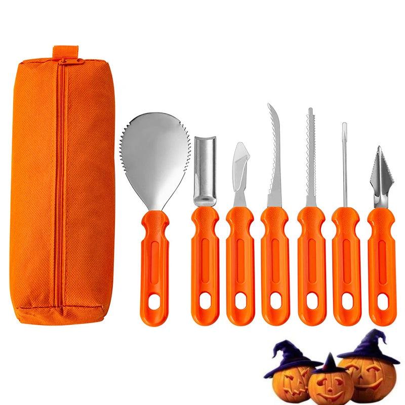 7pcs/set Halloween Pumpkin Carving Knife Stainless Steel DIY Handmade Carving Pumpkin Lantern Knife Carving Tools Making Tools