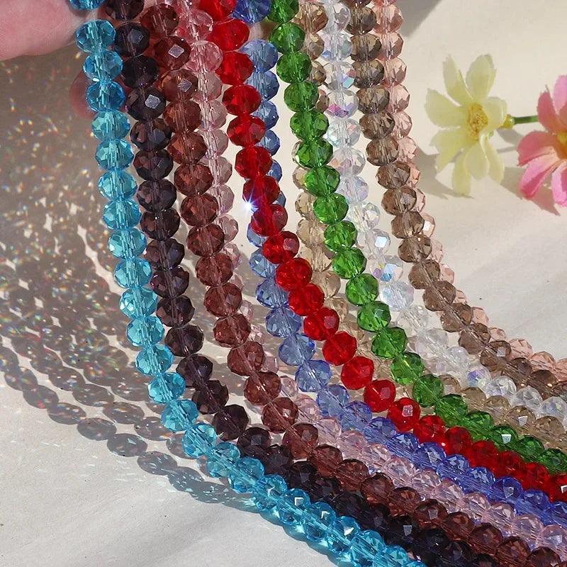 50pcs 4*6mm Translucent Czech Crystal Glass Bead Faceted Colorful Spacer Bead for Jewelry Making DIY Bracelet Necklace Wholesale