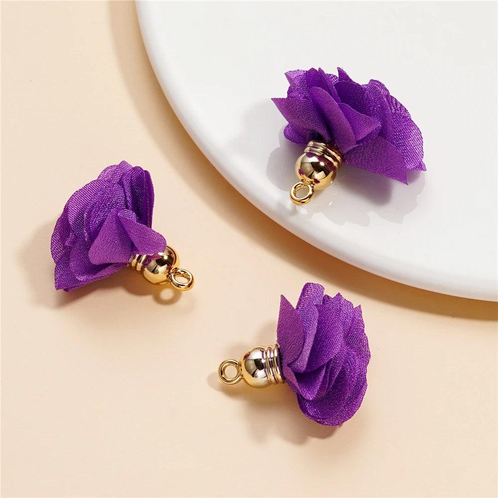 10Pcs/Lot Fabric Flower Tassel Pendants for Jewelry Making DIY Bracelet Earring Tassel Keychain Earring Making Accessories