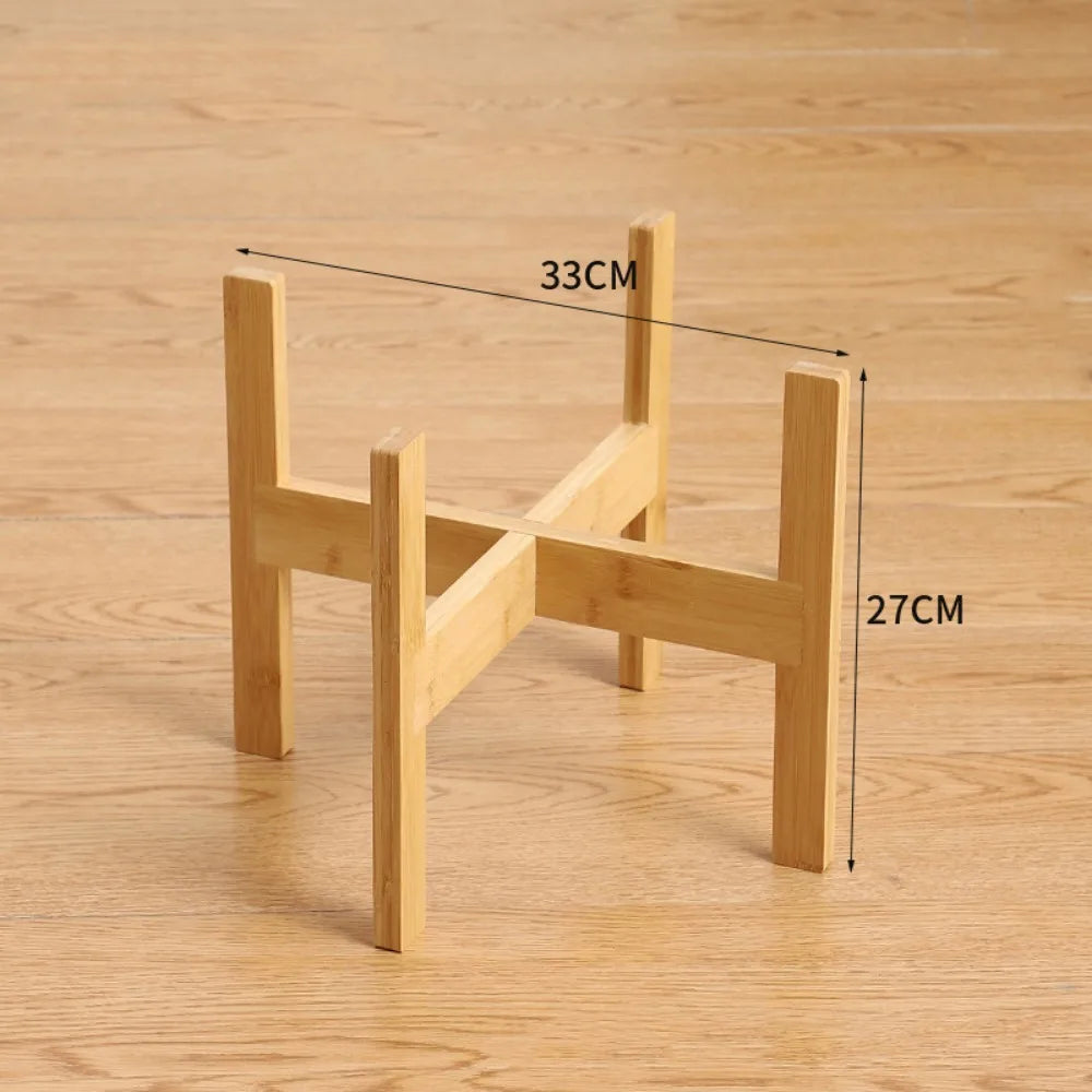 Bamboo Bonsai Display Stand Trays Wood Flowerpot Holder Durable Flower Pot Base Floor-Standing Display Stand Home Decoration