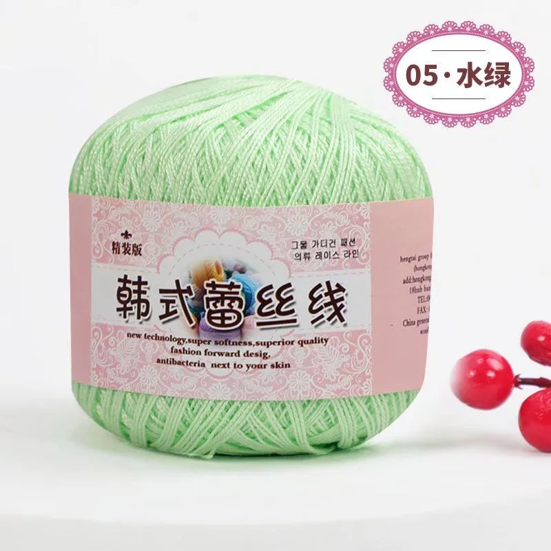 Pure Cotton Lace Crochet Thread No 8 Ice Silk 50g Yarn