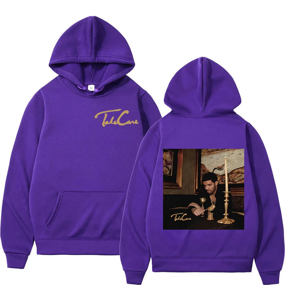 Hot Rapper Drake Album Take Care Graphic Hoodie Unisex Trend Hip Hop Hooded Sweatshirts Casual Fashion Loose Hoodies Streetwear