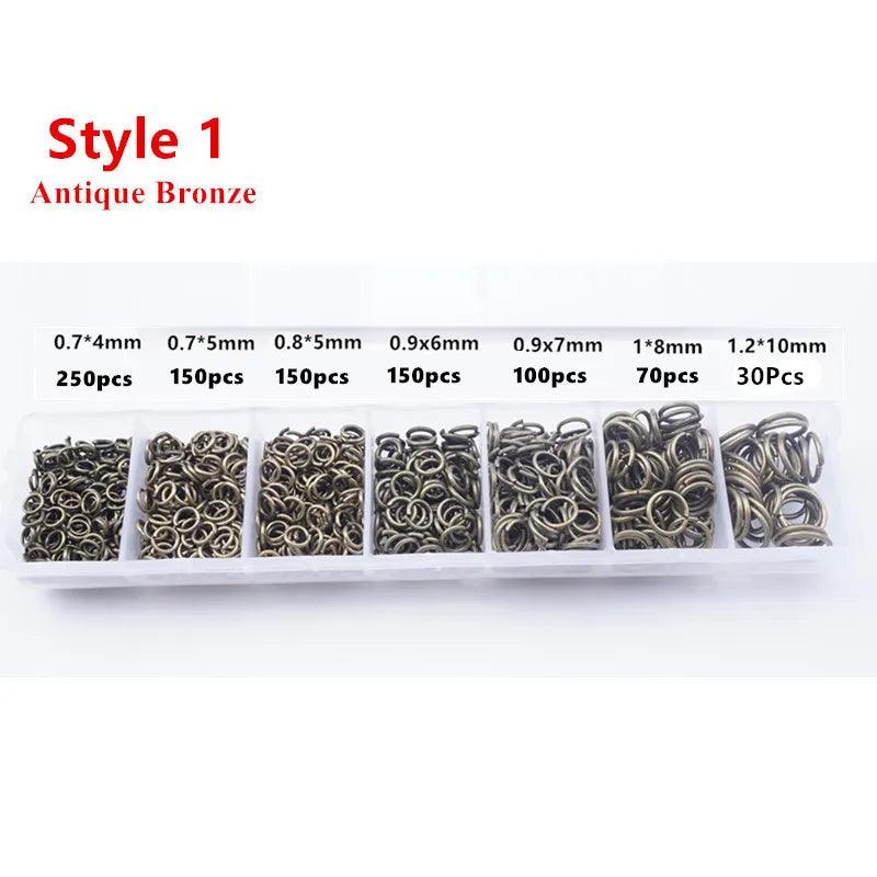 900 Pcs Alloy Open Jump Rings Mixed 3mm 4mm 5mm 6mm 7mm 8mm 10mm Split Rings For DIY Jewelry Making Findings HK060
