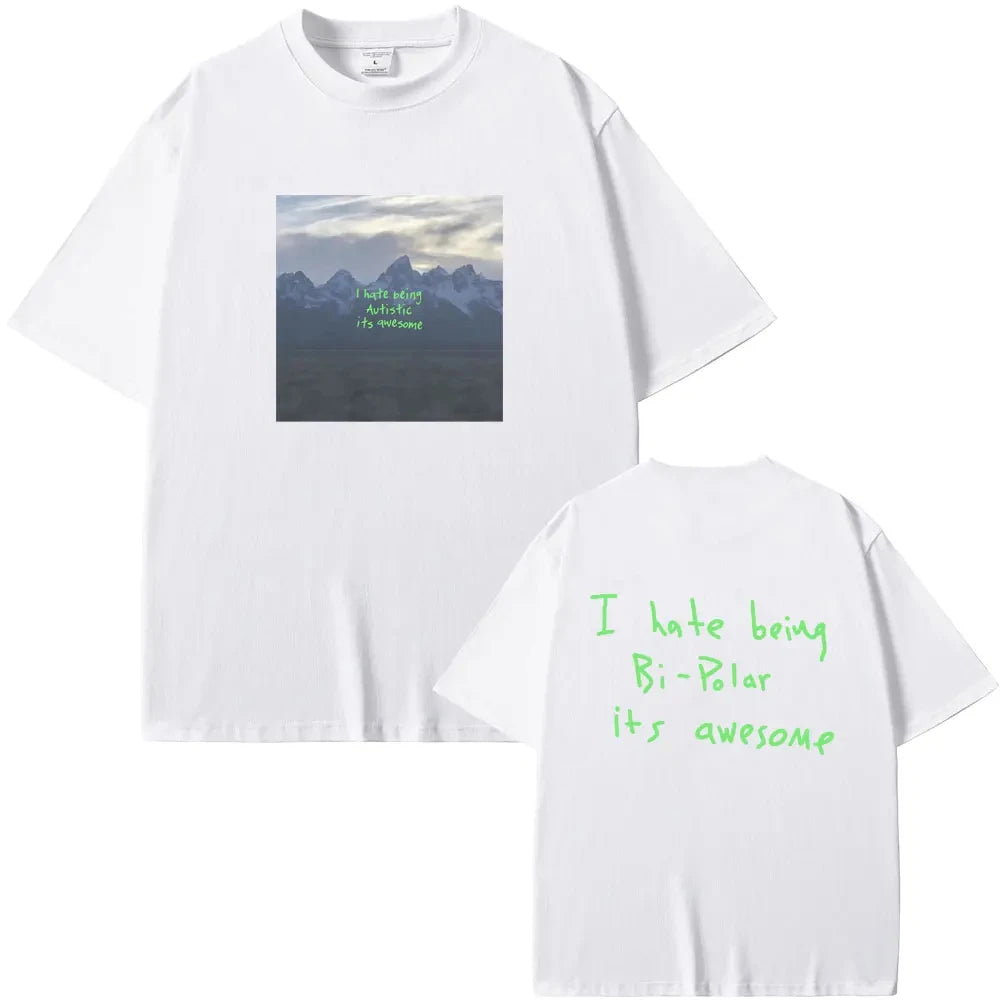 Kanye West Vultures I Hate Being Bipolar Graphic T-Shirt for Men and Women Hip Hop Crewneck Tee