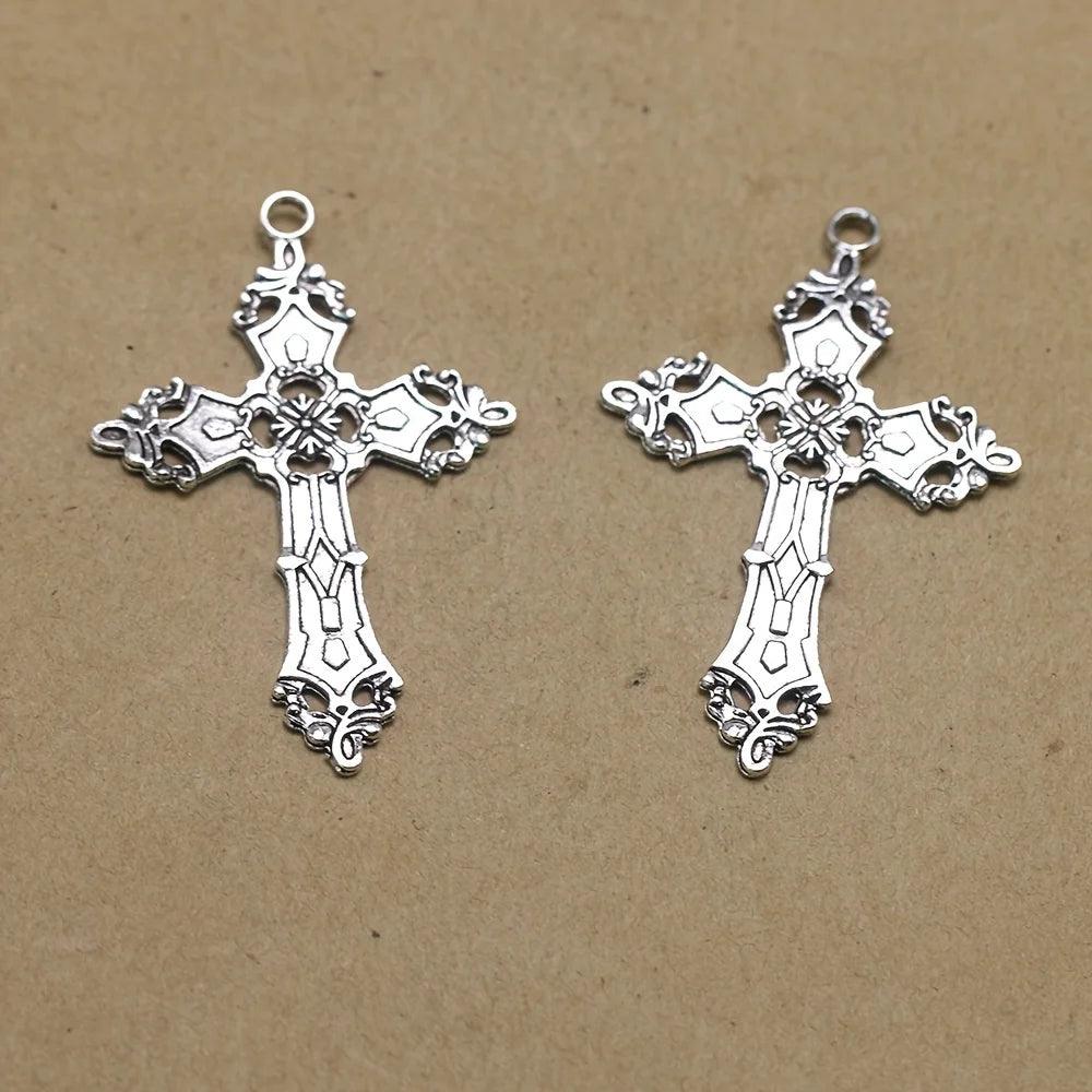 10pcs Angel Cross Necklace, Sweater Chain, Pendant, DIY Handmade