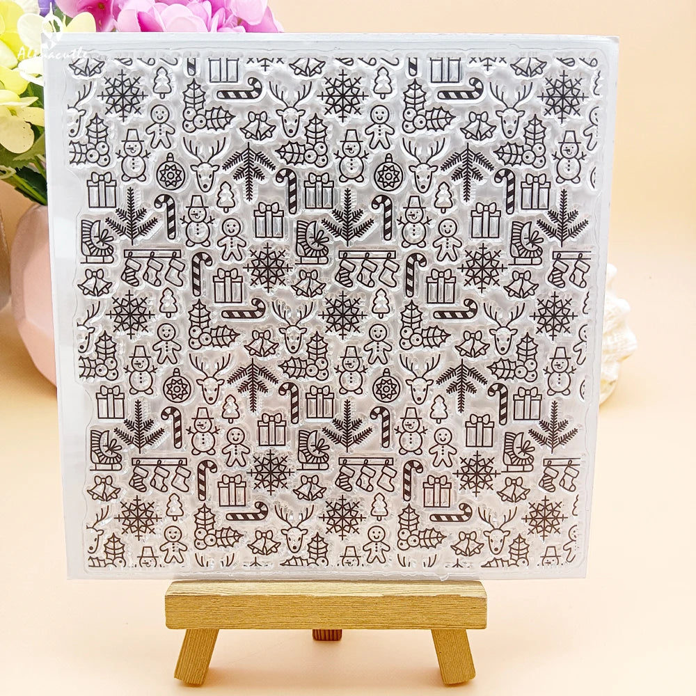 Alinacutle CLEAR STAMPS Christmas Background Scrapbooking Card Album Paper Craft Rubber Transparent Silicon Clear Stamp