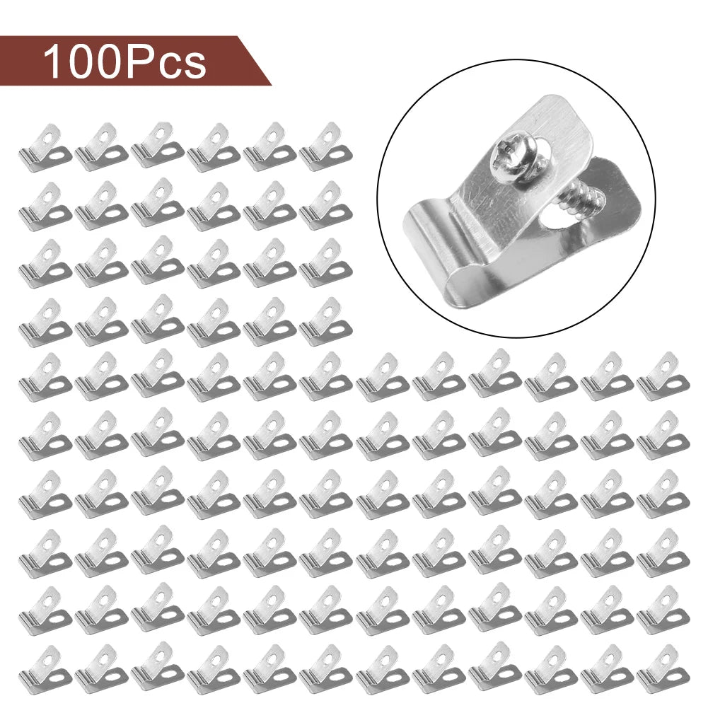100/200PCS Clips Fence Wire Clamps Agricultural Fencing Mounting Clips With Screws Stainless Steel Wire Garden Fasteners