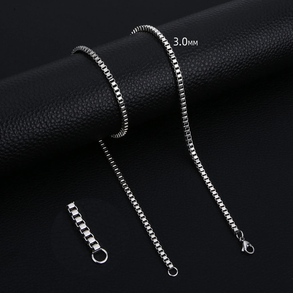 HIYEE 1.5 To 3 MM Thick Stainless Steel Box Chain Necklaces For Men And Women Jewelry Link Chokers With 18 To 24 Inches