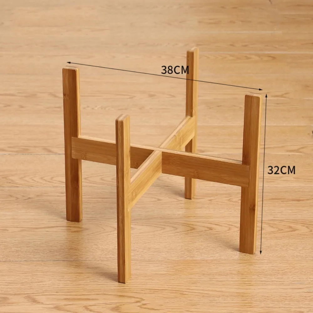 Bamboo Bonsai Display Stand Trays Wood Flowerpot Holder Durable Flower Pot Base Floor-Standing Display Stand Home Decoration