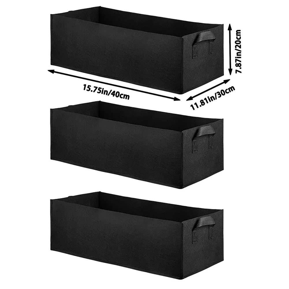 Multi-Sizes Reusable Felt Grow Bag Rectangle Garden Bed Planting Bag Flower Vegetable Nursery Pot Container Courtyard Decor