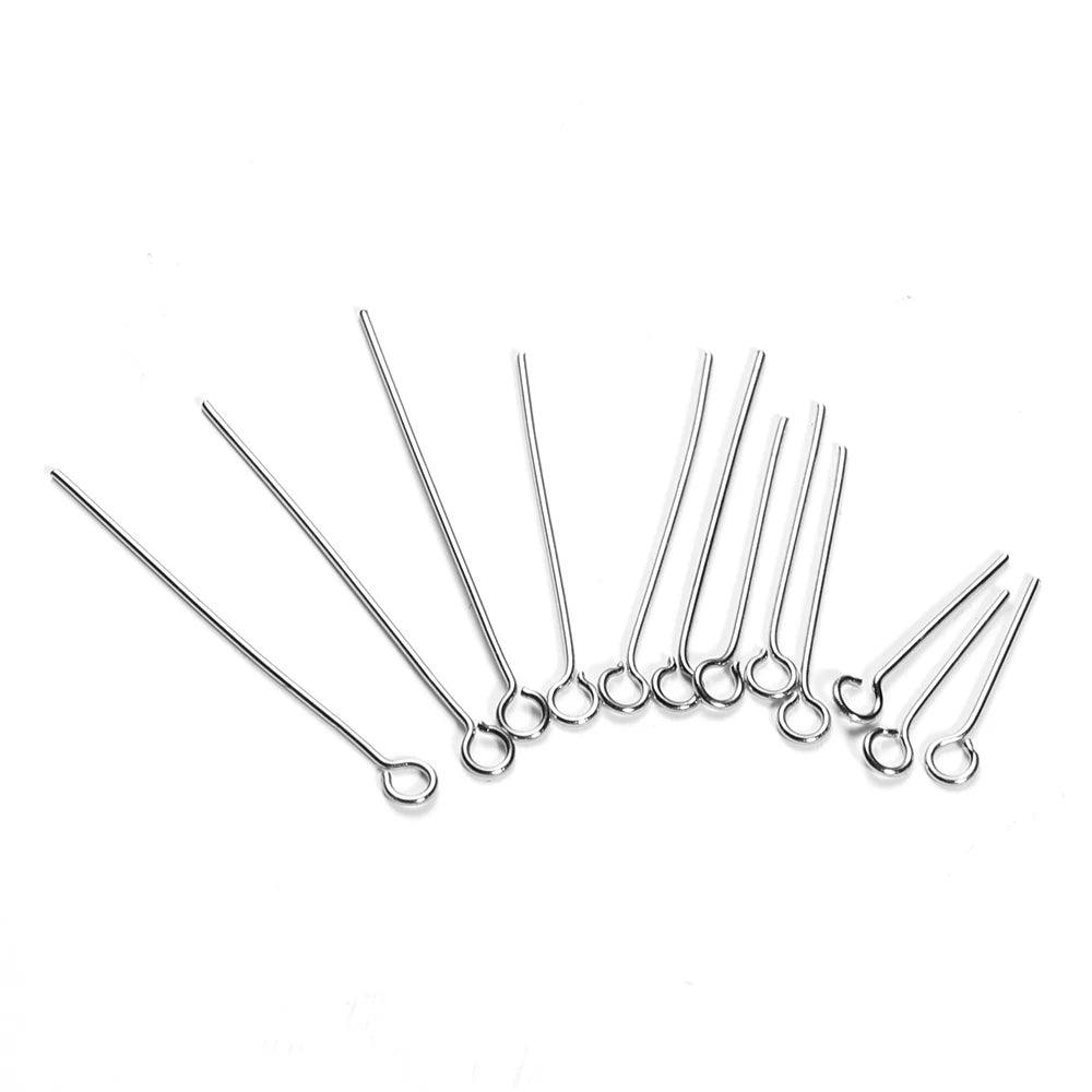 100Pcs 0.6mm Stainless Steel Water Gold Color Eye Pins Hooks DIY Earrings Findings for Handmade Crafts Jewelry Making 20/30mm
