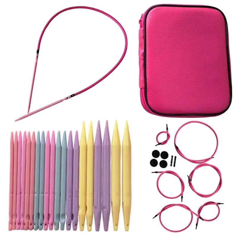 10Pairs ABS Plastic Removable Knitting Needle Set Interchangeable Circular Crochet Hooks Weaving Knitting Sweaters Woven Tools