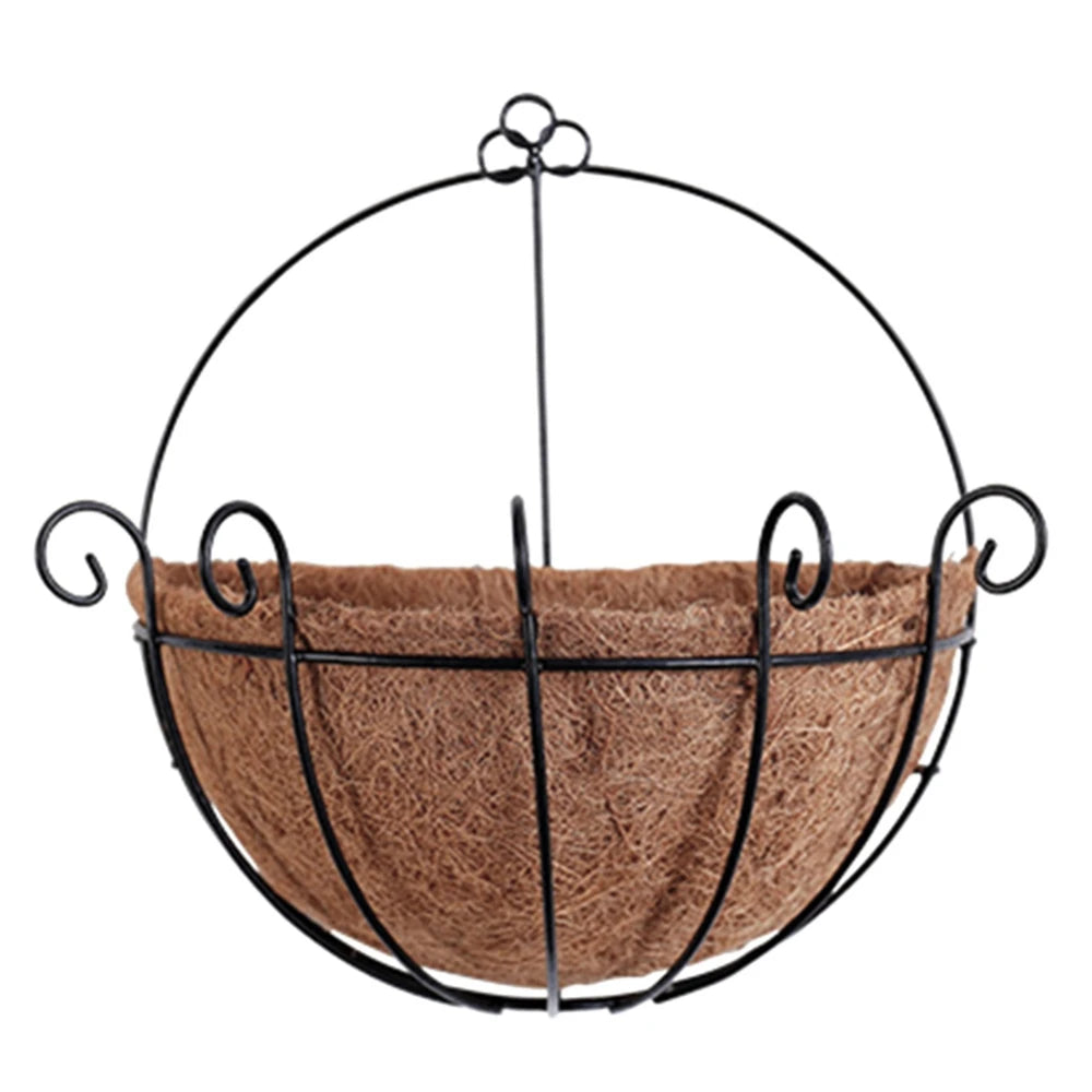 10/12/14 Inch Half Round Wire Plant Holder Metal Hanging Basket Coconut Liner Planter Flower Garden Pot for Home Balcony Decor