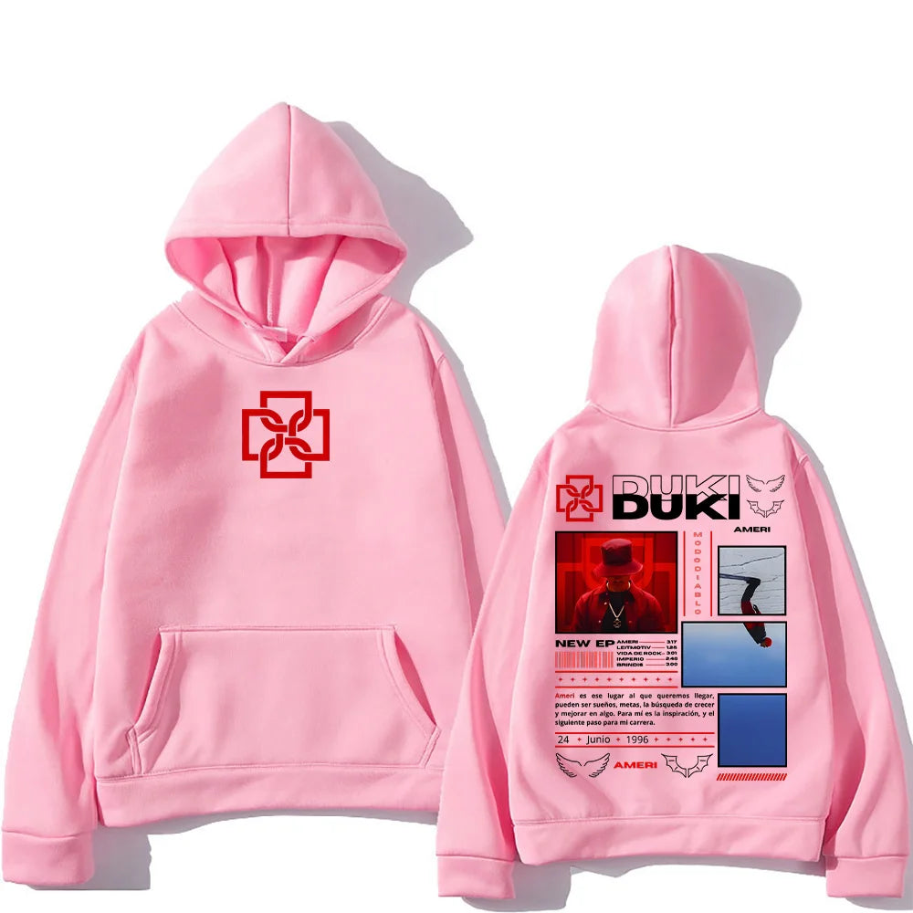 Rapper Duki Ameri Hoodies Men's Women Clothing Fashion Hip Hop Oversized Hooded Sweatshirts Unisex Casual Long Sleeve Pullovers