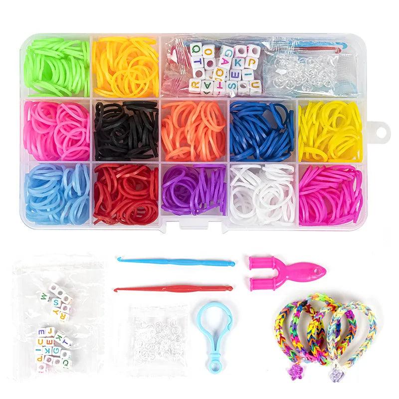 1Set Elastic Rubber Band Refill Loom Bracelet Kit Organizer for DIY Knitting Friendship Craft Girl Kid Creativity Birthday Gift