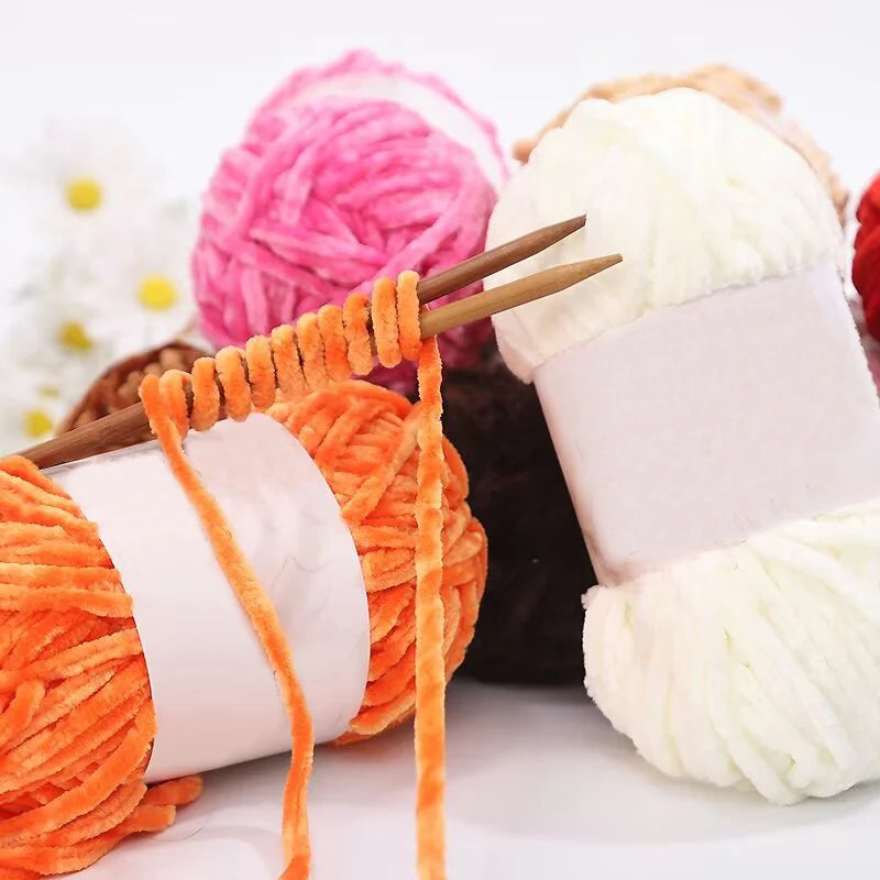 200g Chenille Handmade Knitted Weaving Multi Color Optional Handmade Yarn Ball Warm Velvet Yarn