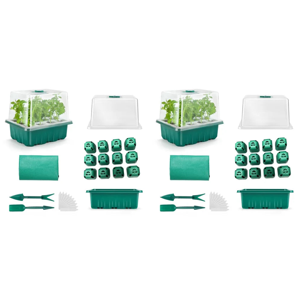 12 Holes Seed Starter Tray Soft Silicone Seedling Dish Breathable Reusable Thickening Plant Growth Tray Box for Indoor Garden