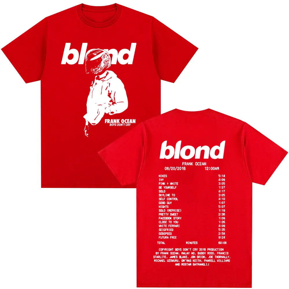 Rapper Frank Retro Graphic T Shirt for Men and Women Oversized Cotton Hip Hop Ocean Blond Album Fashion Tee