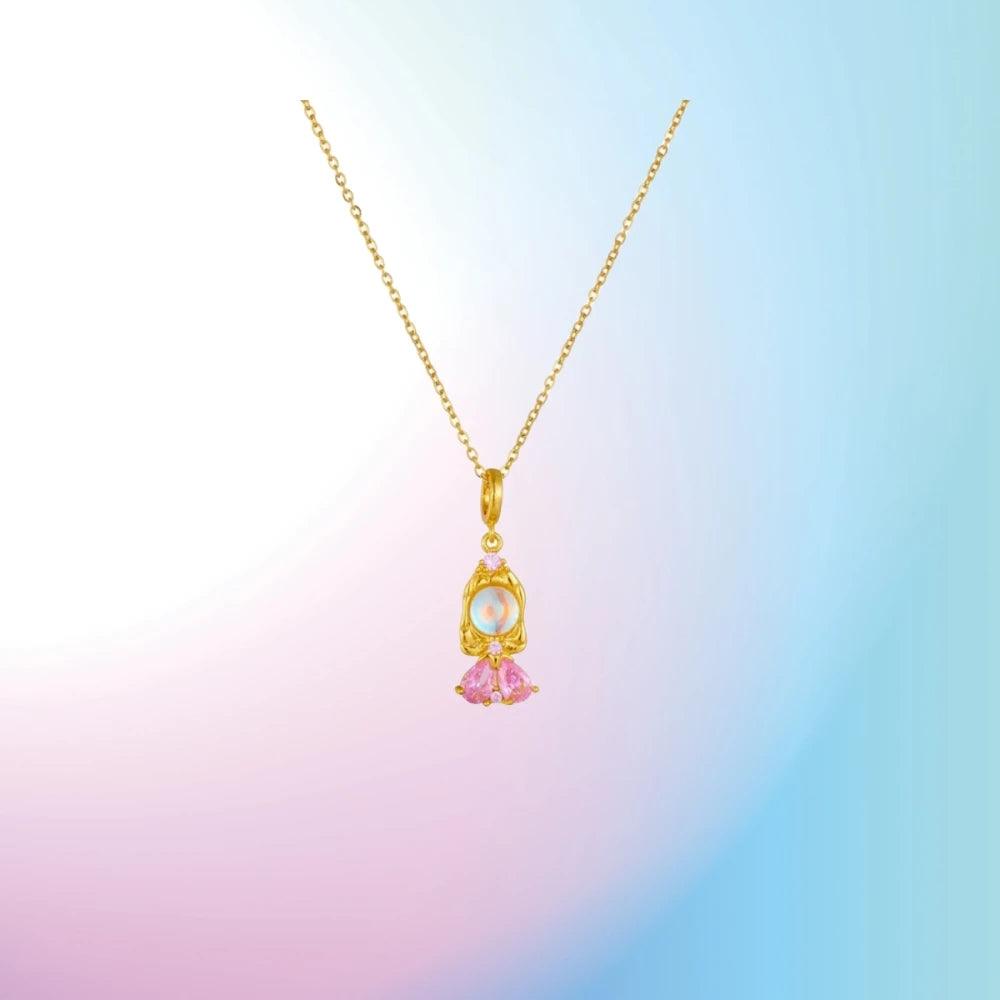 Fashionable Colorful Zircon Fairy Tale Little Princess Necklace Gold-plated Universal Chain Clavicle Chain Sweet Temperament