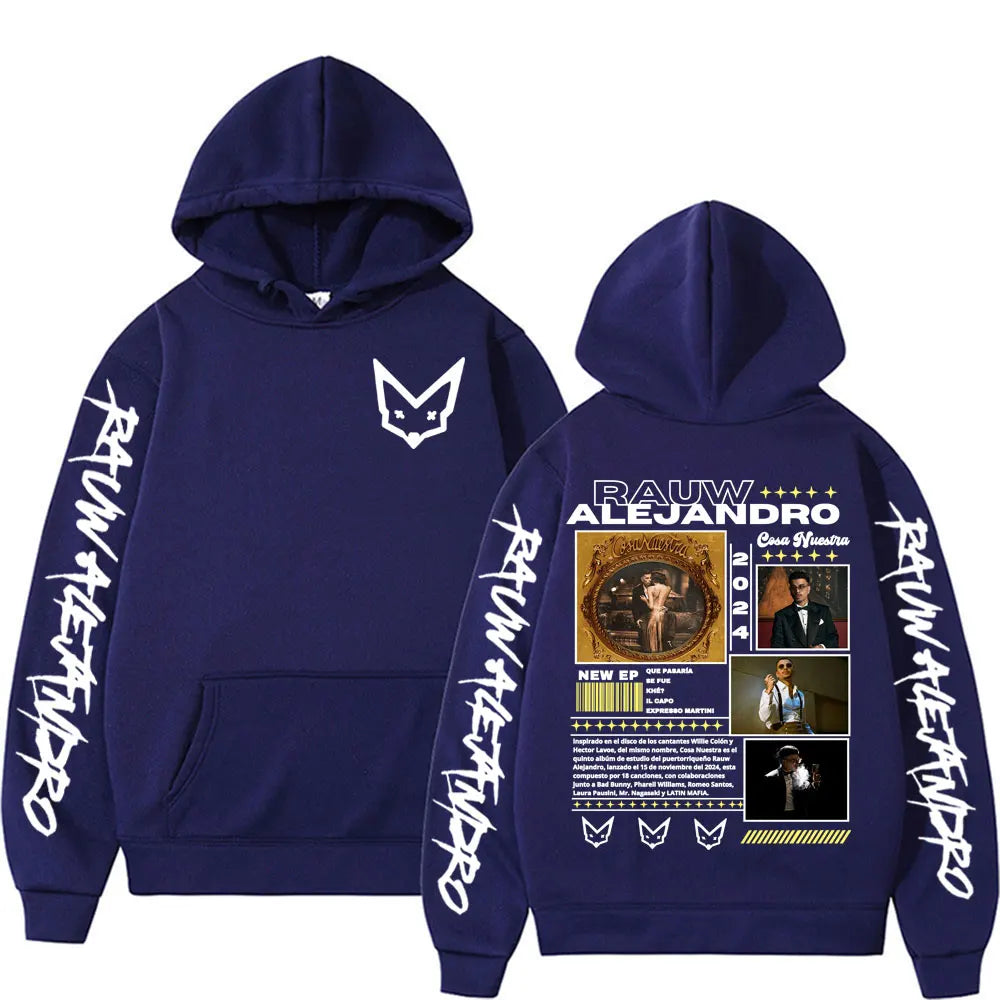 Singer Rauw Alejandro Cosa Nuestra Tour Merch Hoodies Men Women Casual Comfort Oversized Hoodie Hip Hop Style Fashion Sweatshirt