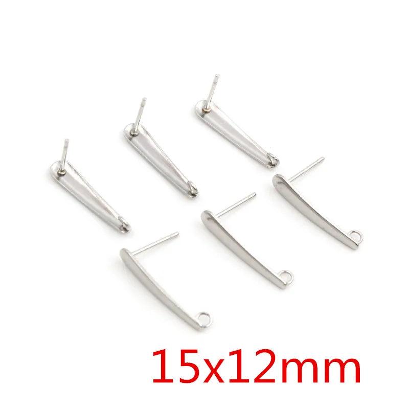 20pcs 316L Stainless Steel Geometric Earring Stud Posts Connector Fashion Styles DIY Jewelry Making Findings Accessories