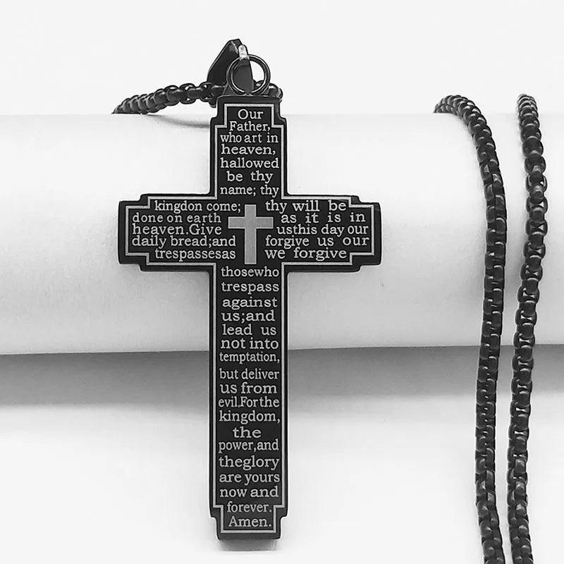 ZAKOL Hip Hop Cross Pendant Necklace Unique Design Stainless Steel Goth Necklaces Fashion Jewelry Gift for Women Men