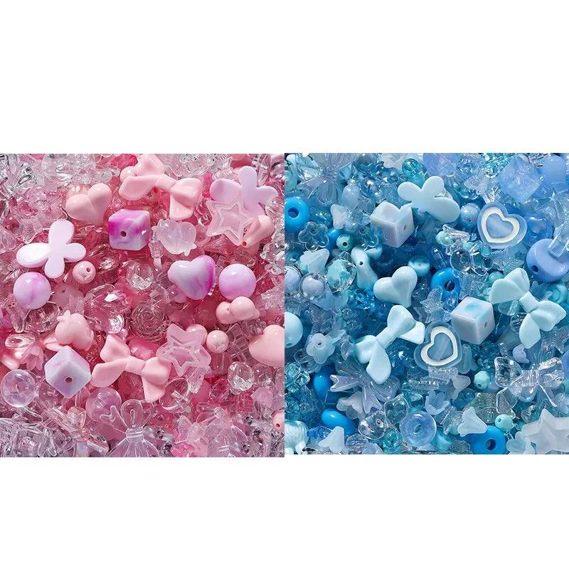 40g 2 Style Mixed Flowers Heart AB Color Phone Chain Beads Necklace Earrings Beads Multi Style Beads For Jewelry Making Findings