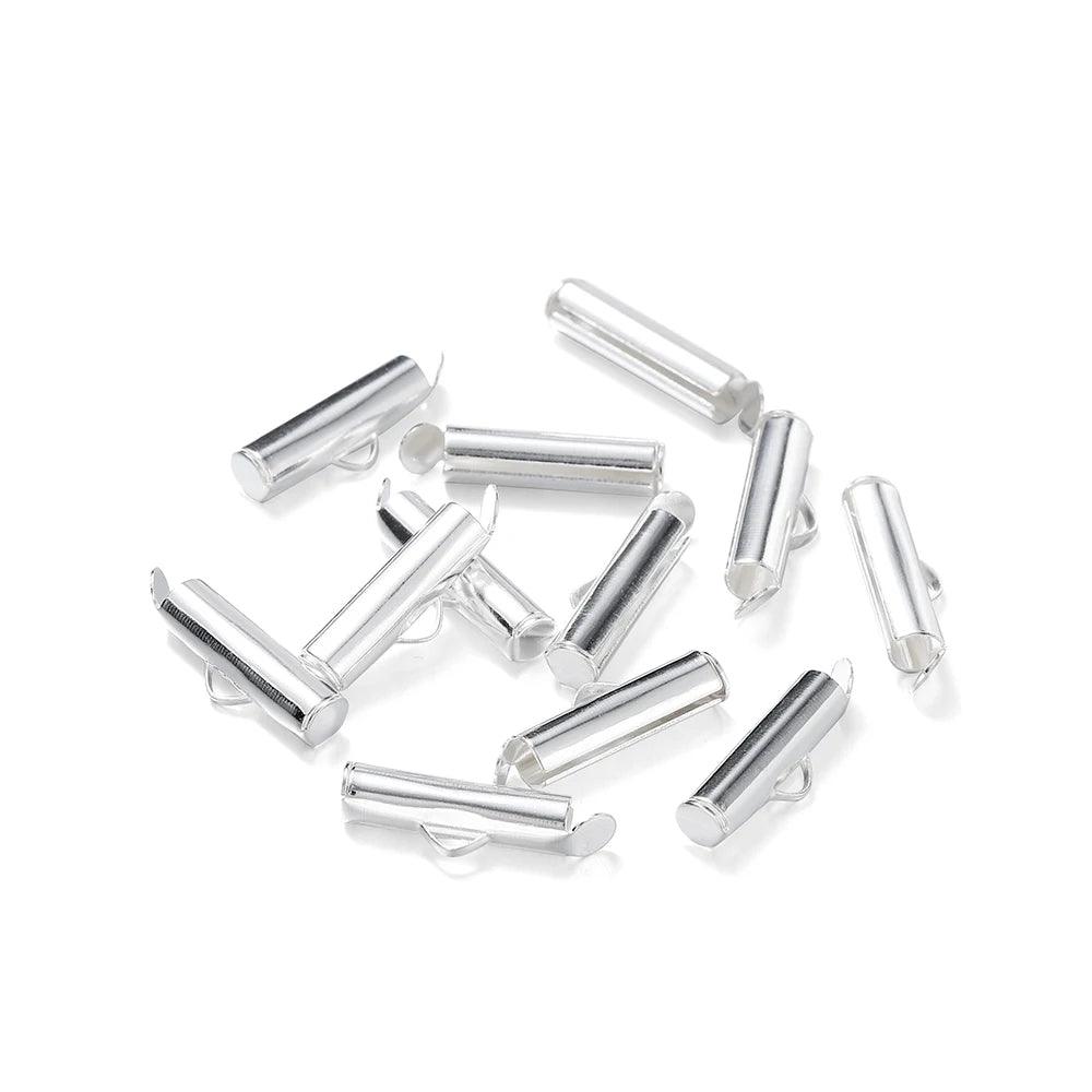 30-50Pcs Crimp End Beads Beading Slide On End Clasp Buckles Tubes Slider End Caps For DIY Jewelry Connectors Making Accessories