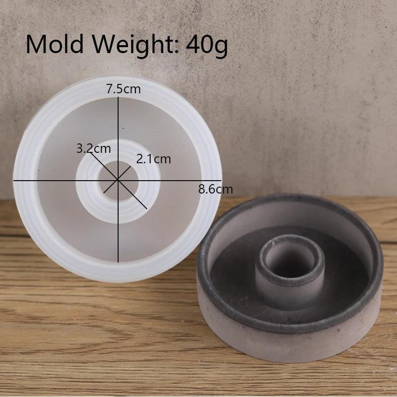 Concrete Round Candle Holder Silicone Mold DIY Handmade Epoxy Resin Plaster Candlestick Mould Home Decor Candle Jar Making Tool