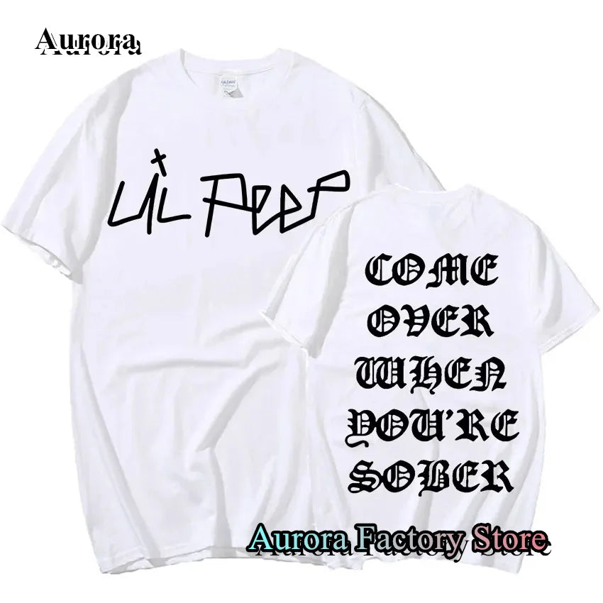 Rapper Lil Peep Come Over When You're Sober Tour T-Shirt for Men Casual Summer Cotton Tee Streetwear