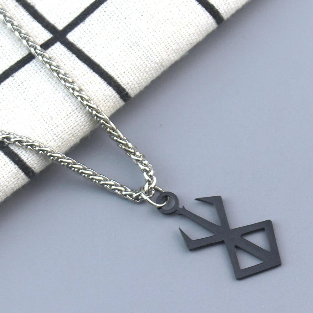 Berserk Symbol Pendant Necklace The Mad Warrior of Norse Viking Mythology Mens Hip Hop Jewelry