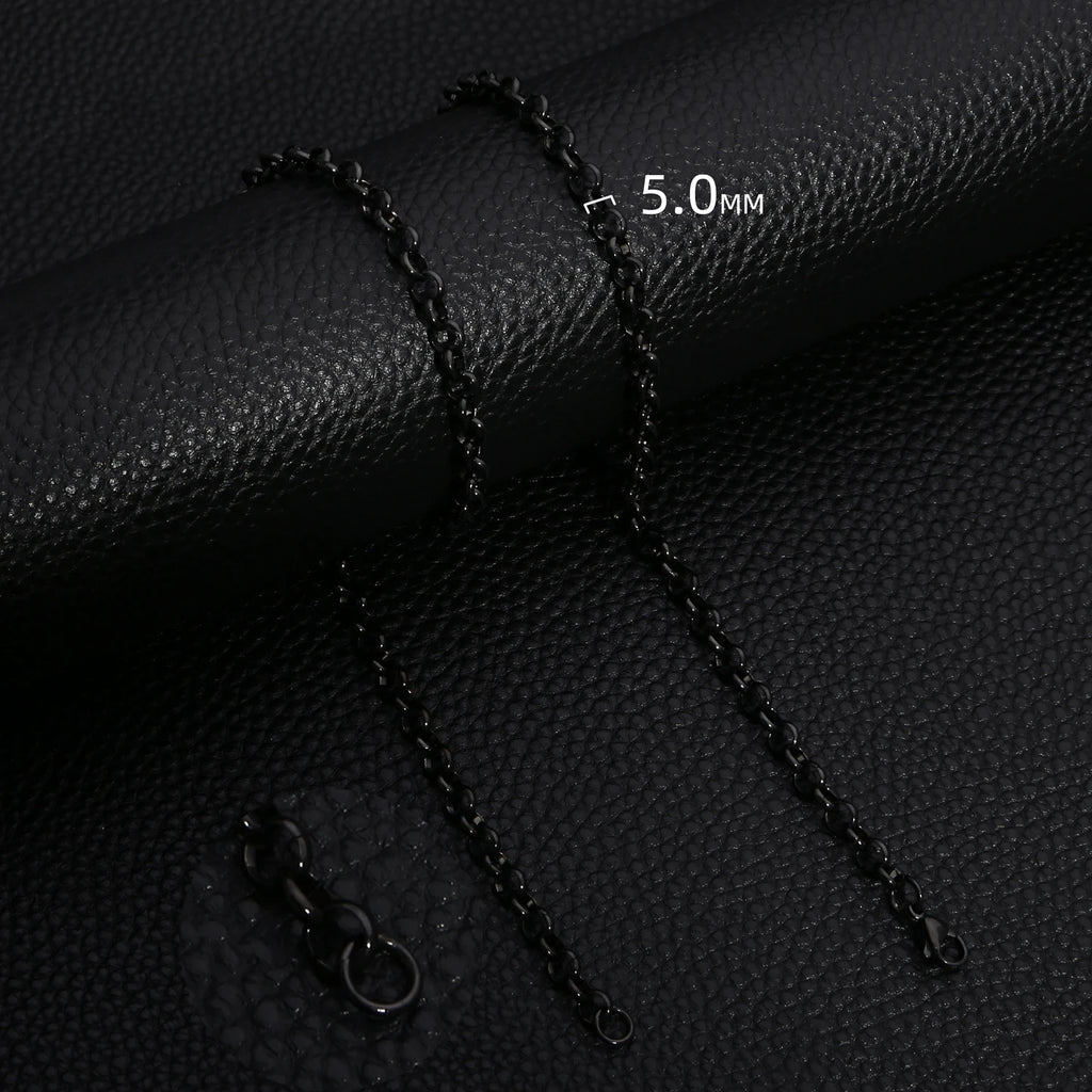 HIYEE Simple Fashion 2-5MM Wide Square BEADS NK Round Chain Necklaces for Men Women Stainless Steel Jewelry 45-70CM Length