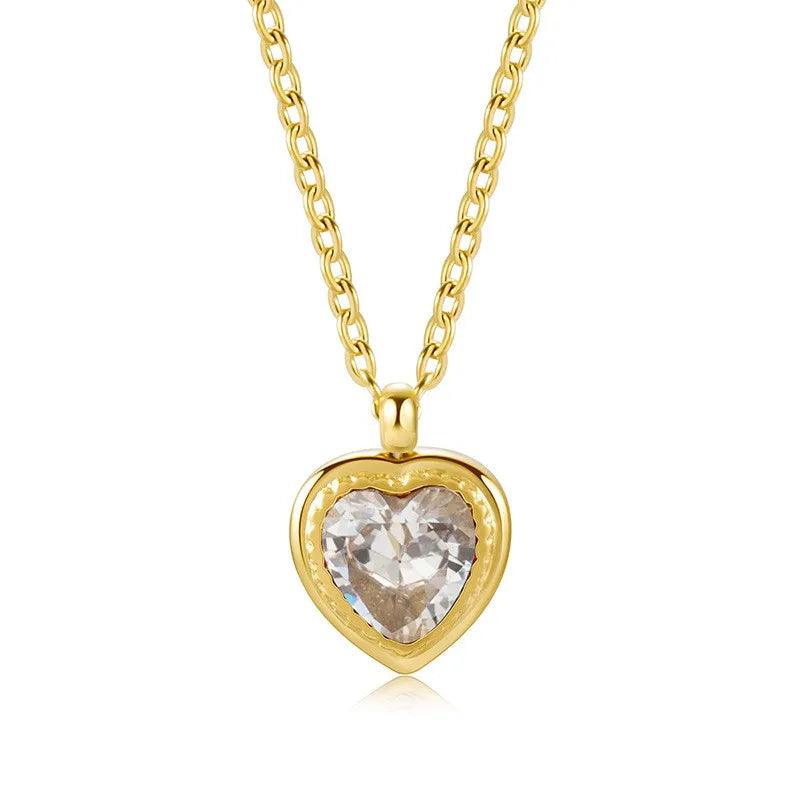 WILD & FREE Trendy Stainless Steel Heart Pendant Necklaces for Women Classic Simple Gold Plated Waterproof Jewelry Gifts