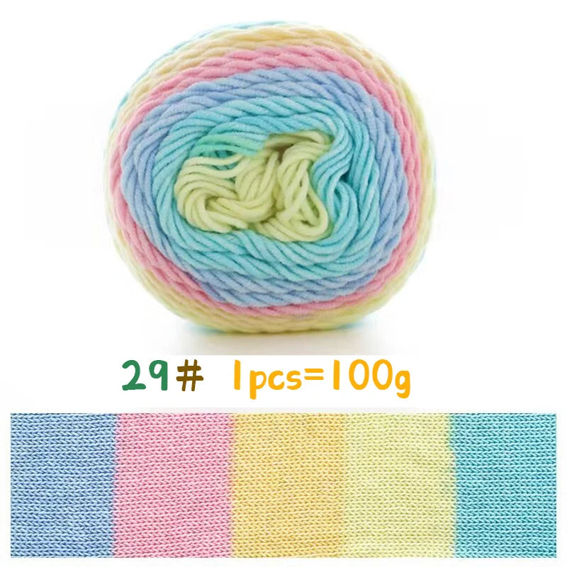 Rainbow Colorful Cotton Yarn Ball For Handwoven Projects