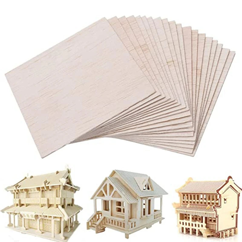 10Pcs/Set AAA+ Balsa Wood Sheet Square 100mm And 1.5mm Thick For Airplane Boat House Ship Aircraft Model DIY Material