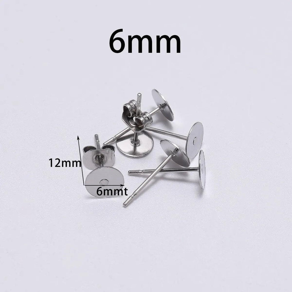 Stainless Steel Blank Post Earring Stud Base Pins With Earring Plug Supplies for Jewelry Making DIY Earrings